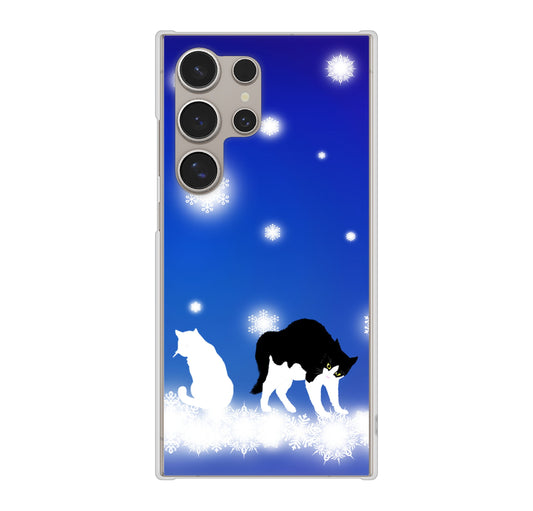 Galaxy S24 Ultra SCG26 au 高画質仕上げ 背面印刷 ハードケース 【YJ335 雪の結晶 はちわれ】