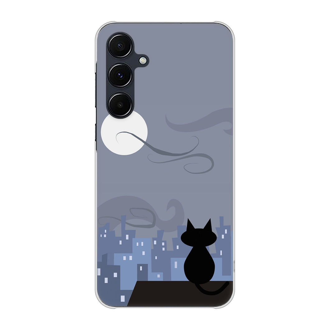 Galaxy A55 5G SCG27 au 高画質仕上げ 背面印刷 ハードケース夜とネコ