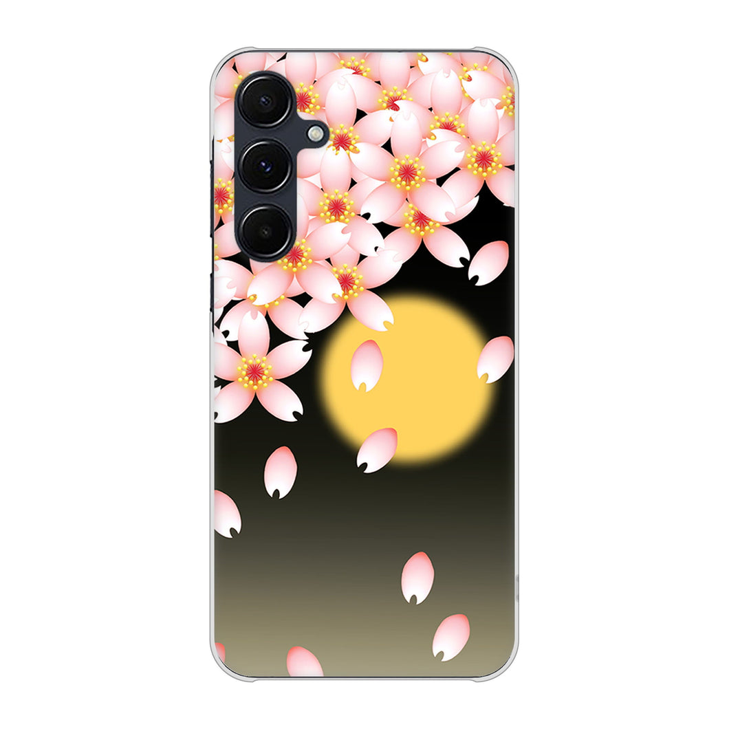 Galaxy A55 5G SCG27 au 高画質仕上げ 背面印刷 ハードケース 【136 満月と夜桜】
