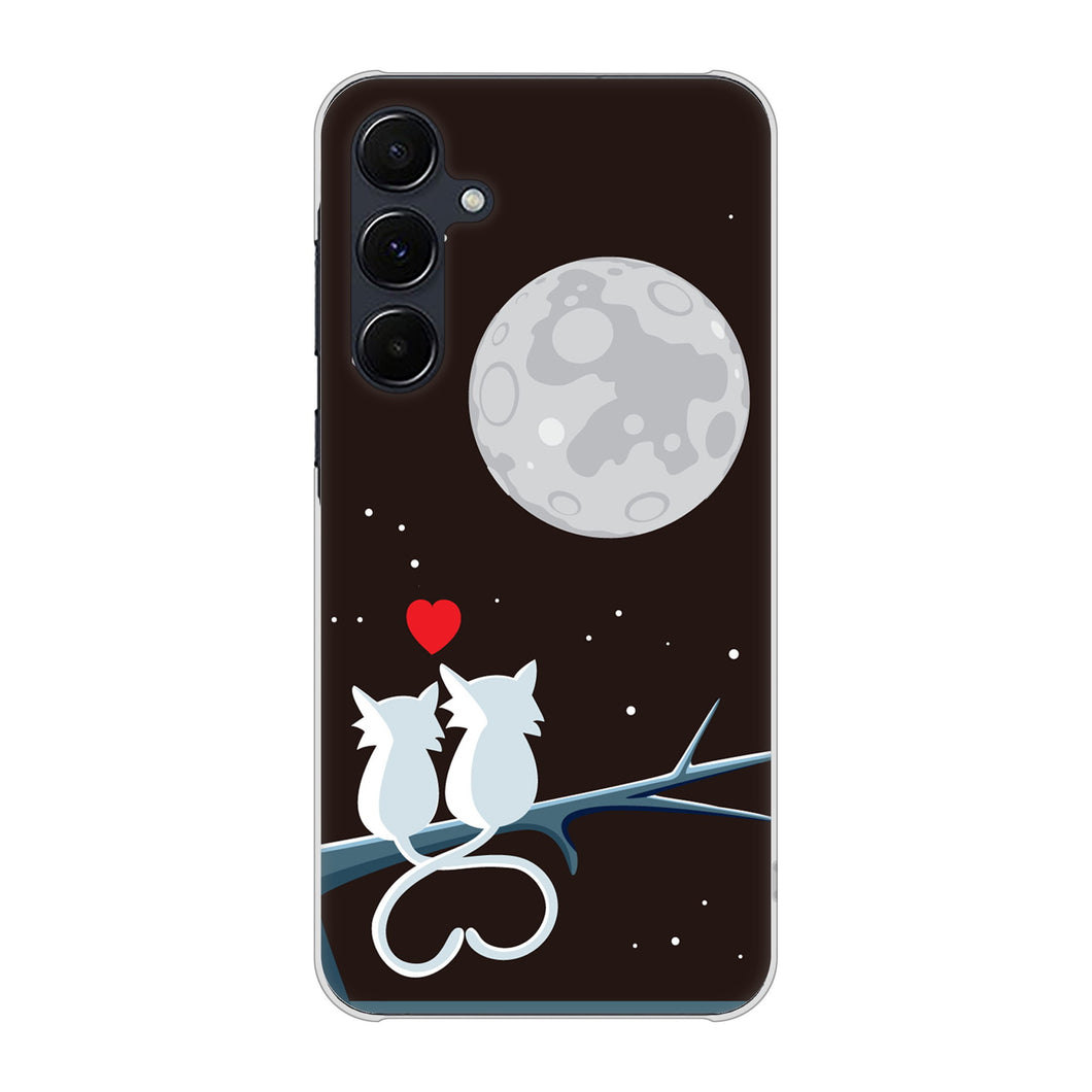 Galaxy A55 5G SCG27 au 高画質仕上げ 背面印刷 ハードケース夜とネコ