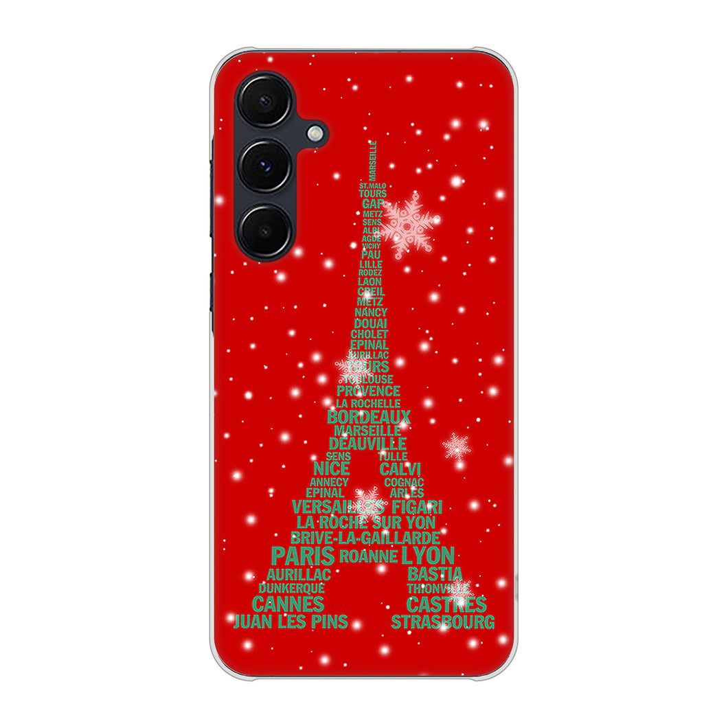 Galaxy A55 5G SCG27 au 高画質仕上げ 背面印刷 ハードケース 【527 エッフェル塔red-gr】
