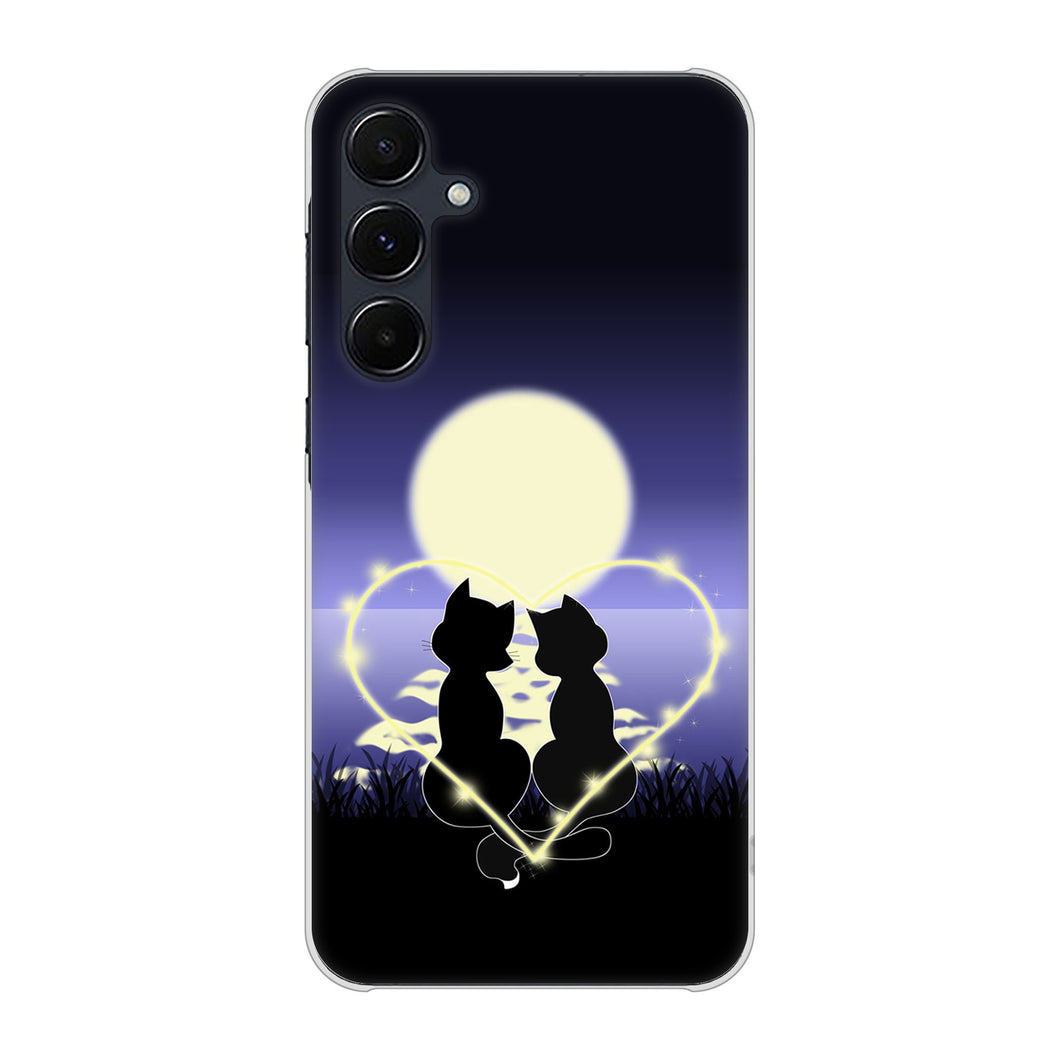 Galaxy A55 5G SCG27 au 高画質仕上げ 背面印刷 ハードケース夜とネコ
