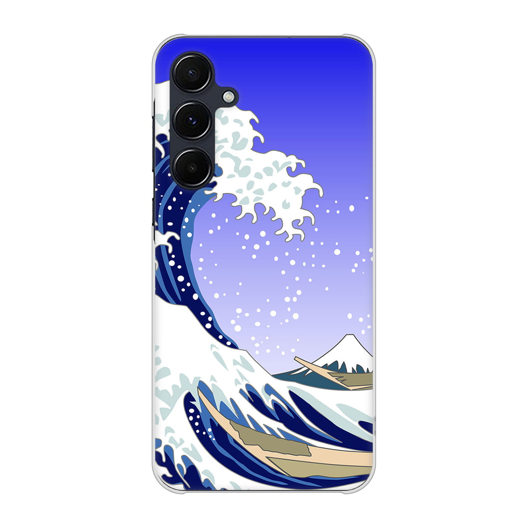 Galaxy A55 5G SCG27 au 高画質仕上げ 背面印刷 ハードケース 【625 波に富士】