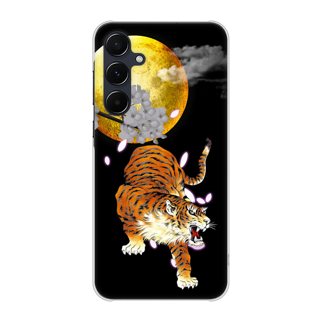 Galaxy A55 5G SCG27 au 高画質仕上げ 背面印刷 ハードケース月とタイガー