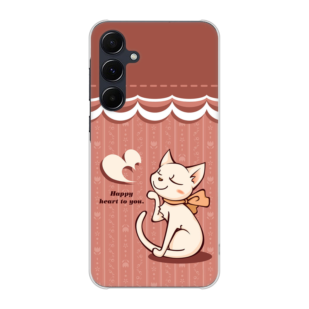 Galaxy A55 5G SCG27 au 高画質仕上げ 背面印刷 ハードケース 【1102 ネコの投げキッス】