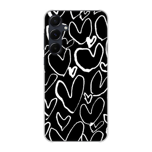 Galaxy A55 5G SCG27 au 高画質仕上げ 背面印刷 ハードケース 【1124 ハート BK&WH】