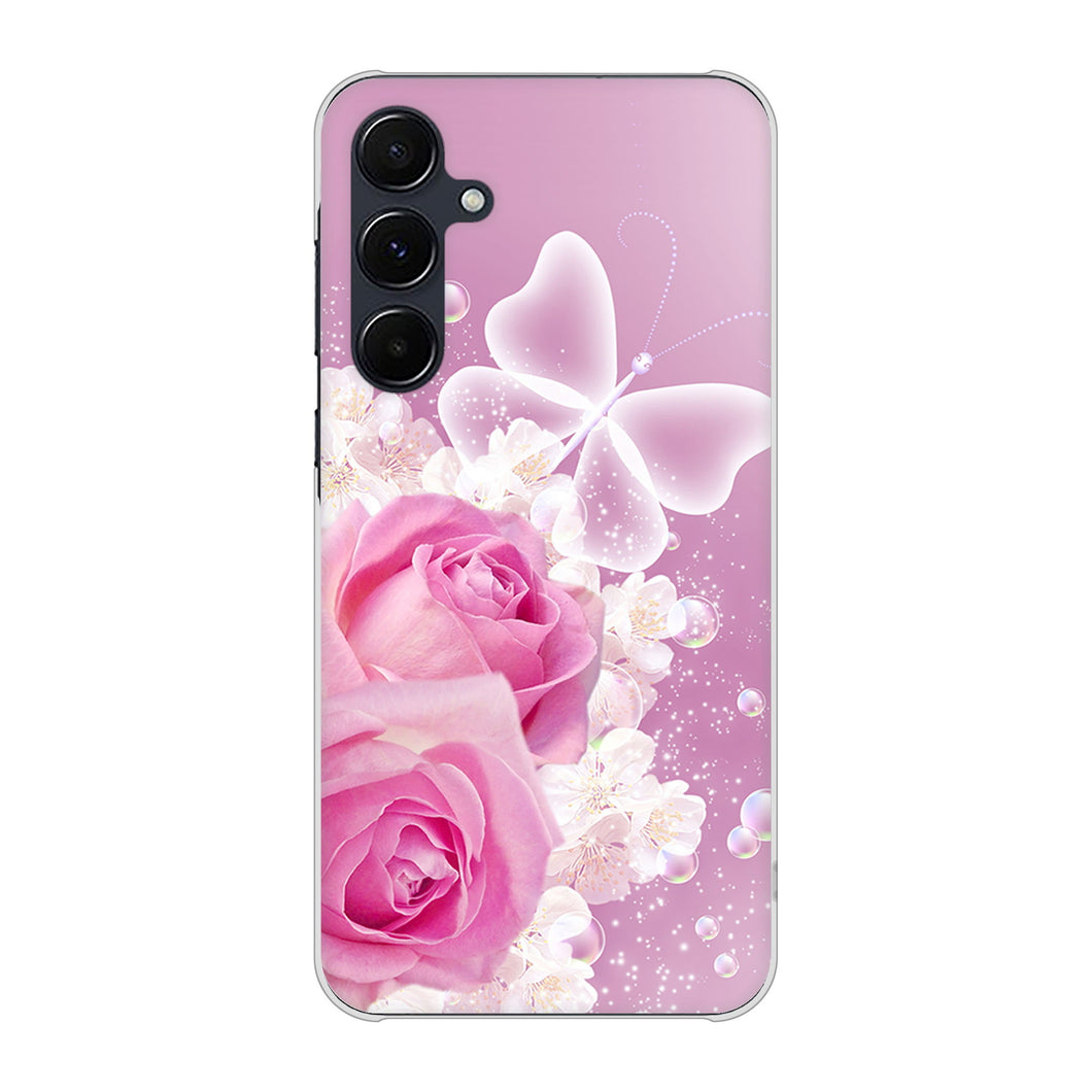 Galaxy A55 5G SCG27 au 高画質仕上げ 背面印刷 ハードケースロマンチックなバラ