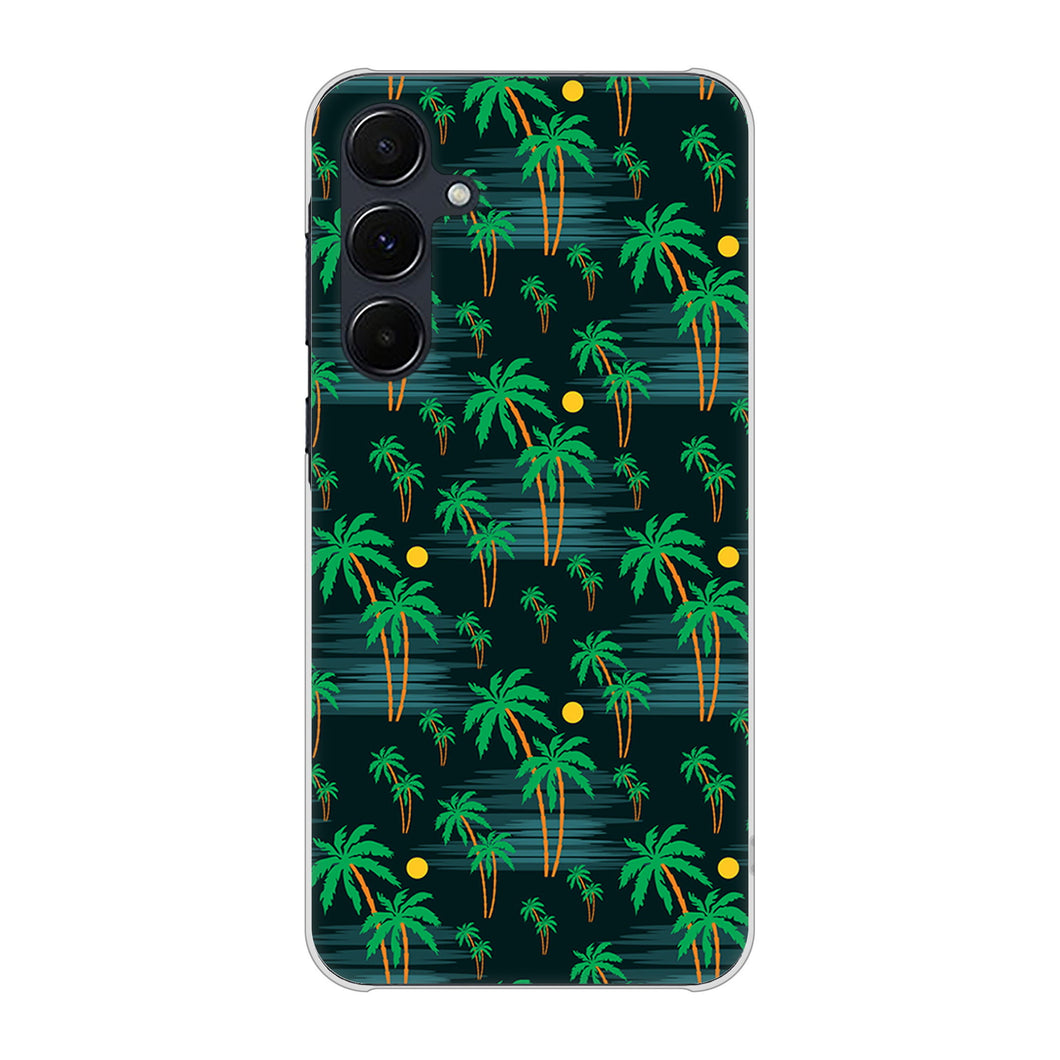 Galaxy A55 5G SCG27 au 高画質仕上げ 背面印刷 ハードケース 【1315 月夜とヤシ】