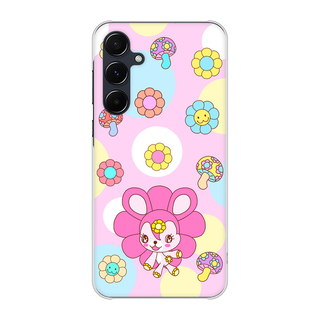 Galaxy A55 5G SCG27 au 高画質仕上げ 背面印刷 ハードケースむかいあぐる フラワーうさぎのフラッピョン