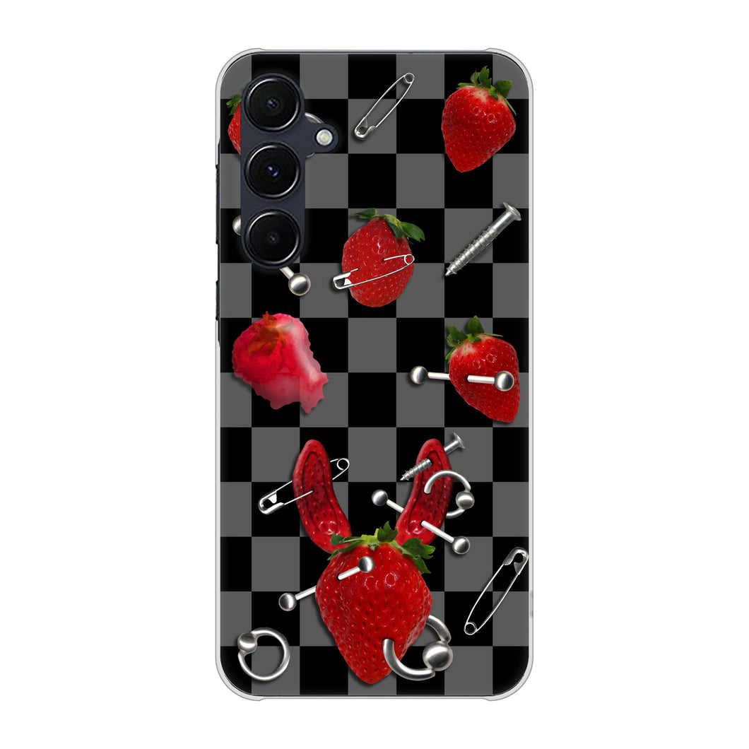 Galaxy A55 5G SCG27 au 高画質仕上げ 背面印刷 ハードケースむかいあぐる 苺パンク