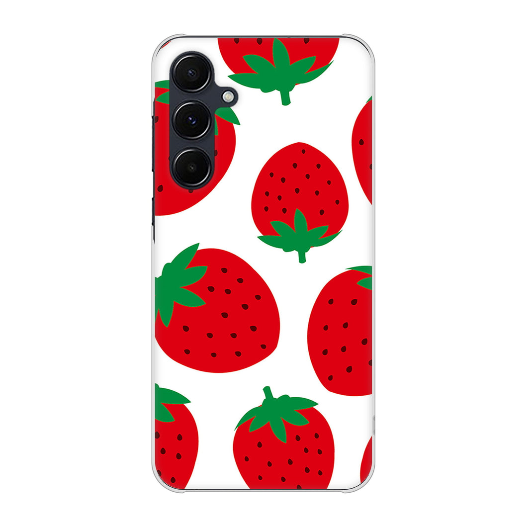 Galaxy A55 5G SCG27 au 高画質仕上げ 背面印刷 ハードケース大きいイチゴ模様