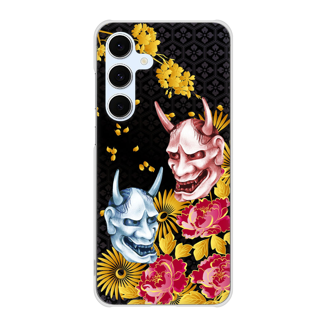 Galaxy S24 FE SCG30 au 高画質仕上げ 背面印刷 ハードケース 【1024 般若と牡丹2】