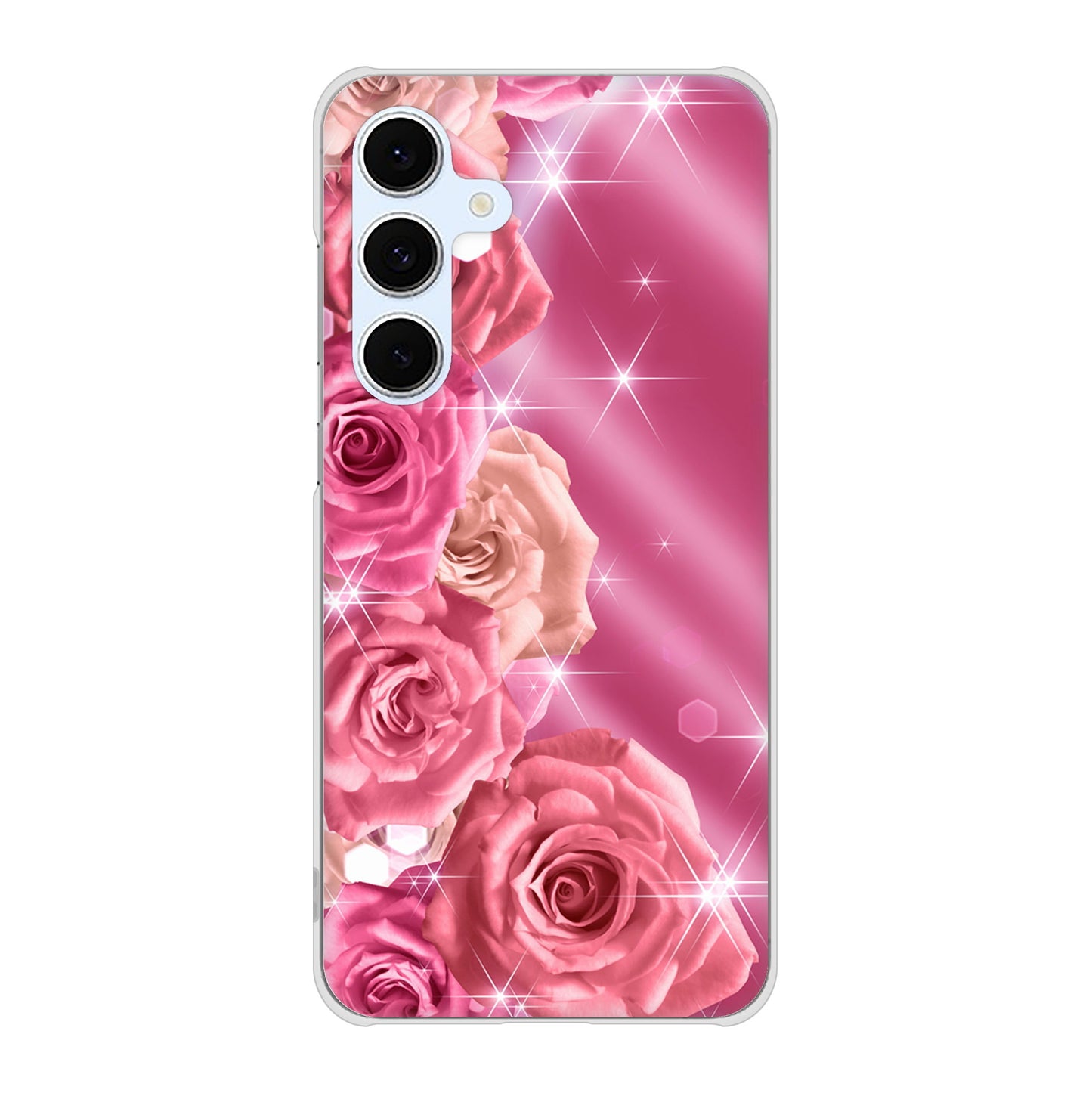 Galaxy S24 FE SCG30 au 高画質仕上げ 背面印刷 ハードケース 【1182 ピンクの薔薇に誘われて】