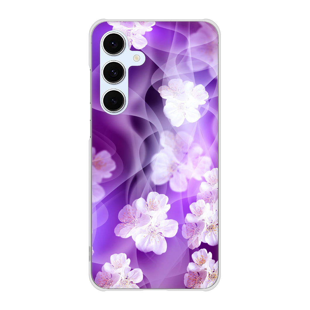 Galaxy S24 FE SCG30 au 高画質仕上げ 背面印刷 ハードケース 【1211 桜とパープルの風】