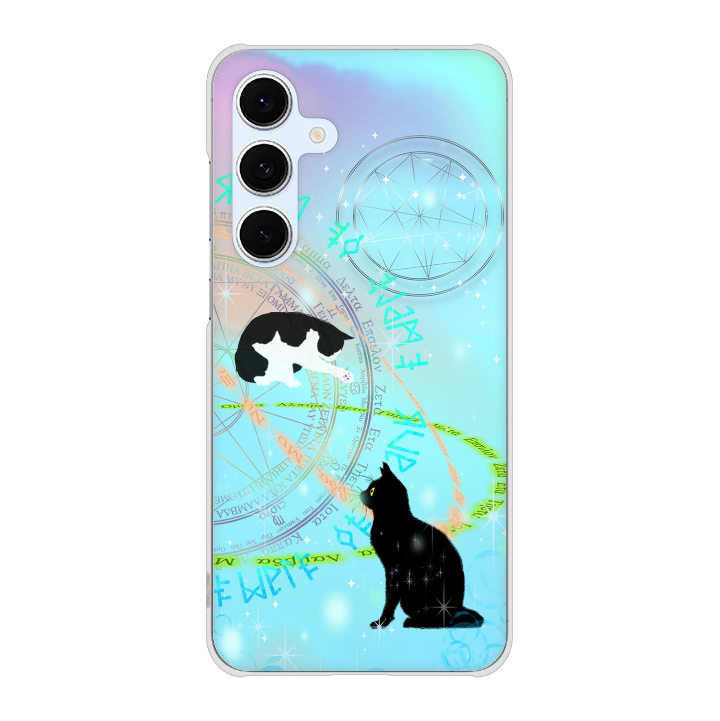 Galaxy S24 FE SCG30 au 高画質仕上げ 背面印刷 ハードケース魔法陣猫
