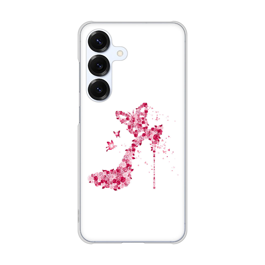Galaxy S25 SCG31 au 高画質仕上げ 背面印刷 ハードケース 【387 薔薇のハイヒール】