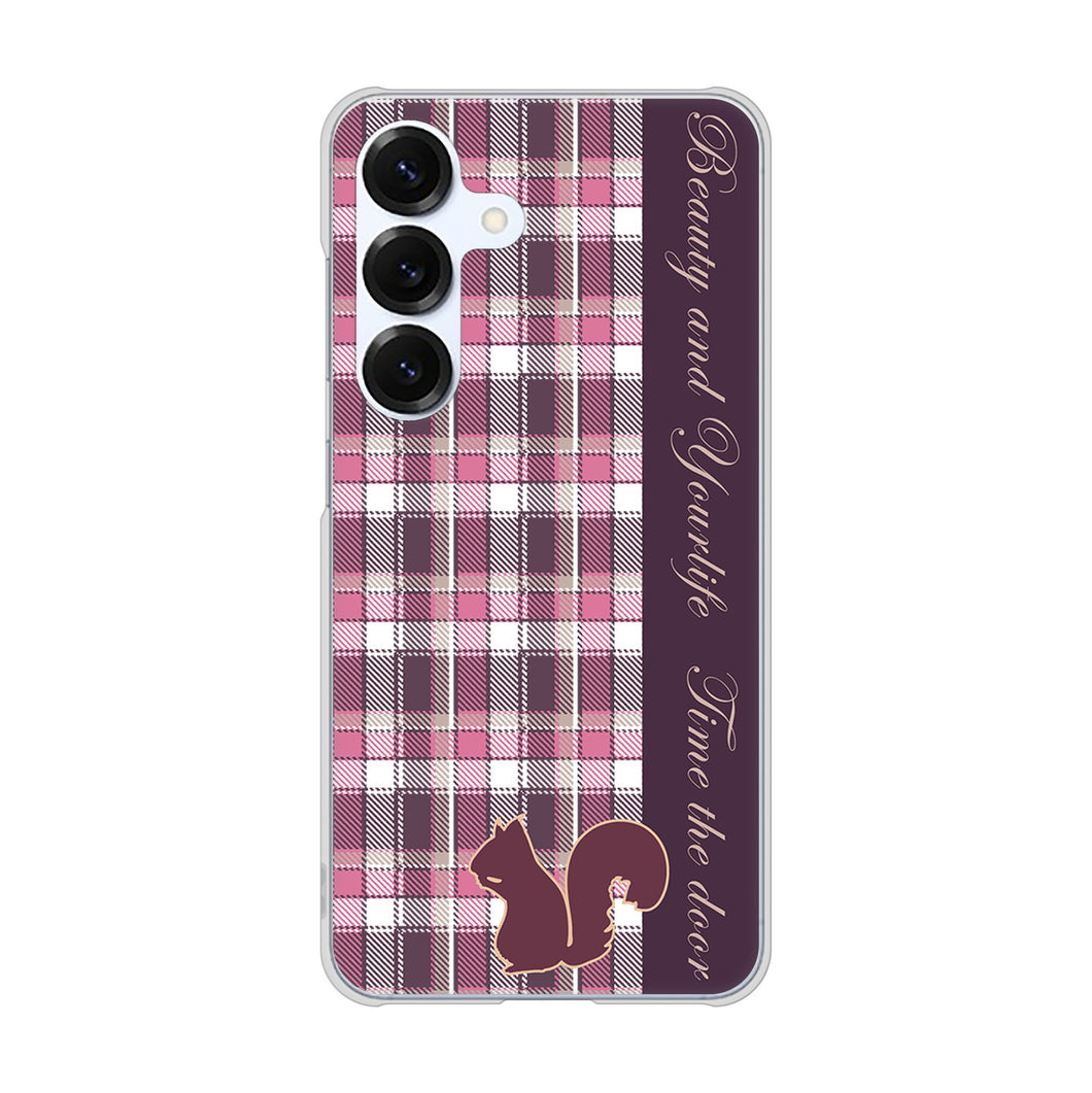 Galaxy S25 SCG31 au 高画質仕上げ 背面印刷 ハードケースピンクチェック