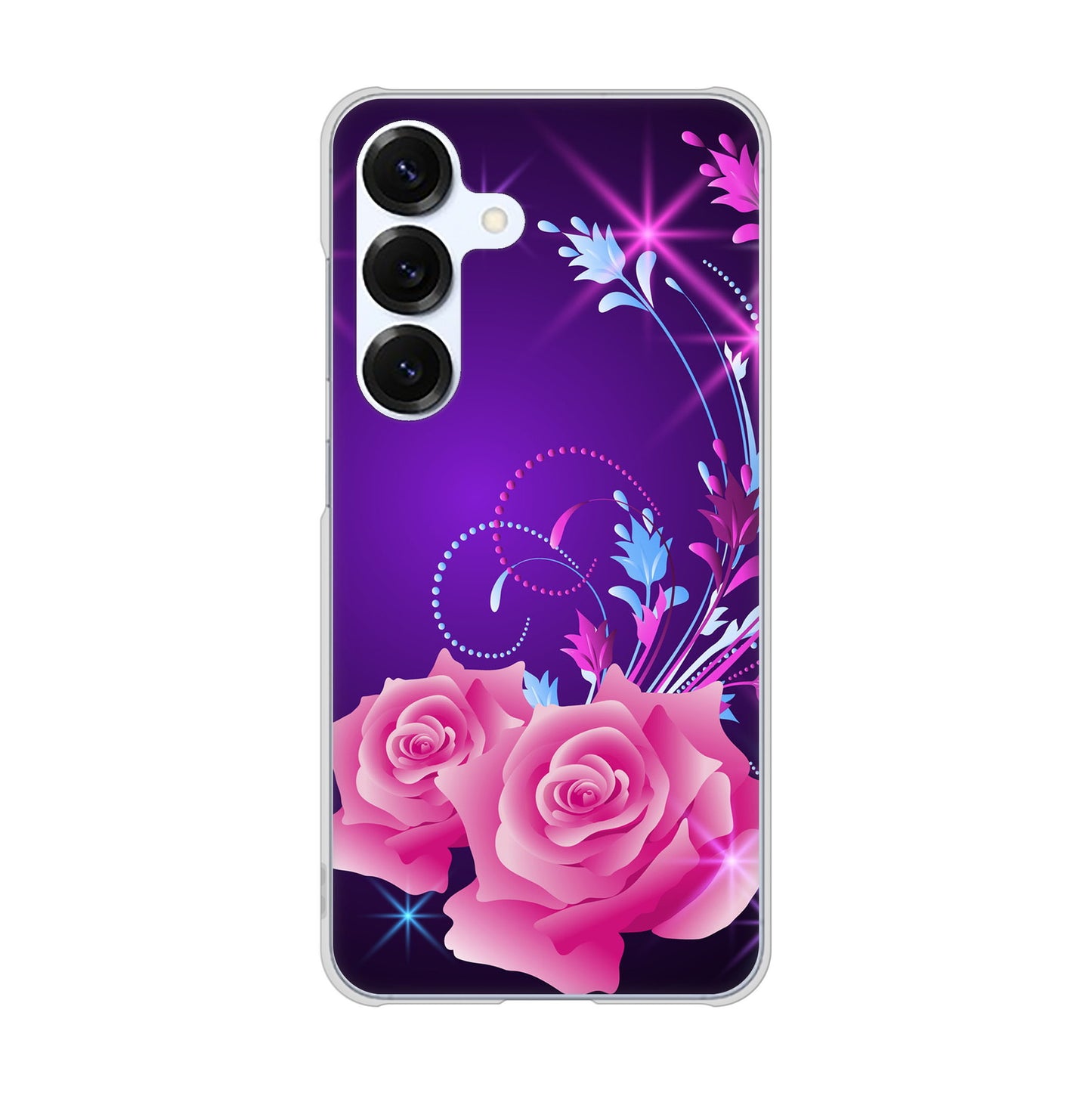 Galaxy S25 SCG31 au 高画質仕上げ 背面印刷 ハードケースロマンチックなバラ