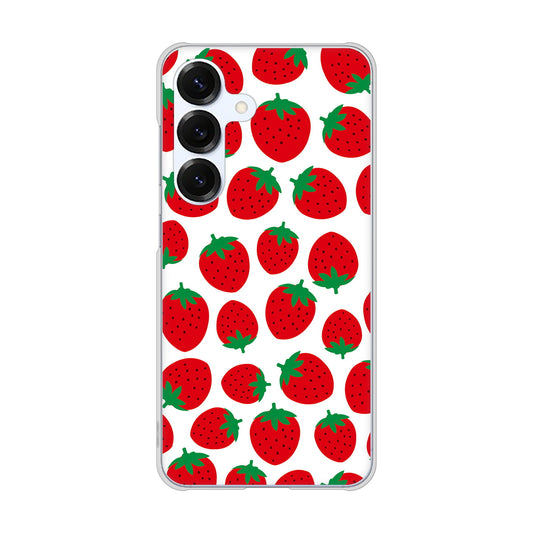 Galaxy S25 SCG31 au 高画質仕上げ 背面印刷 ハードケース小さいイチゴ模様