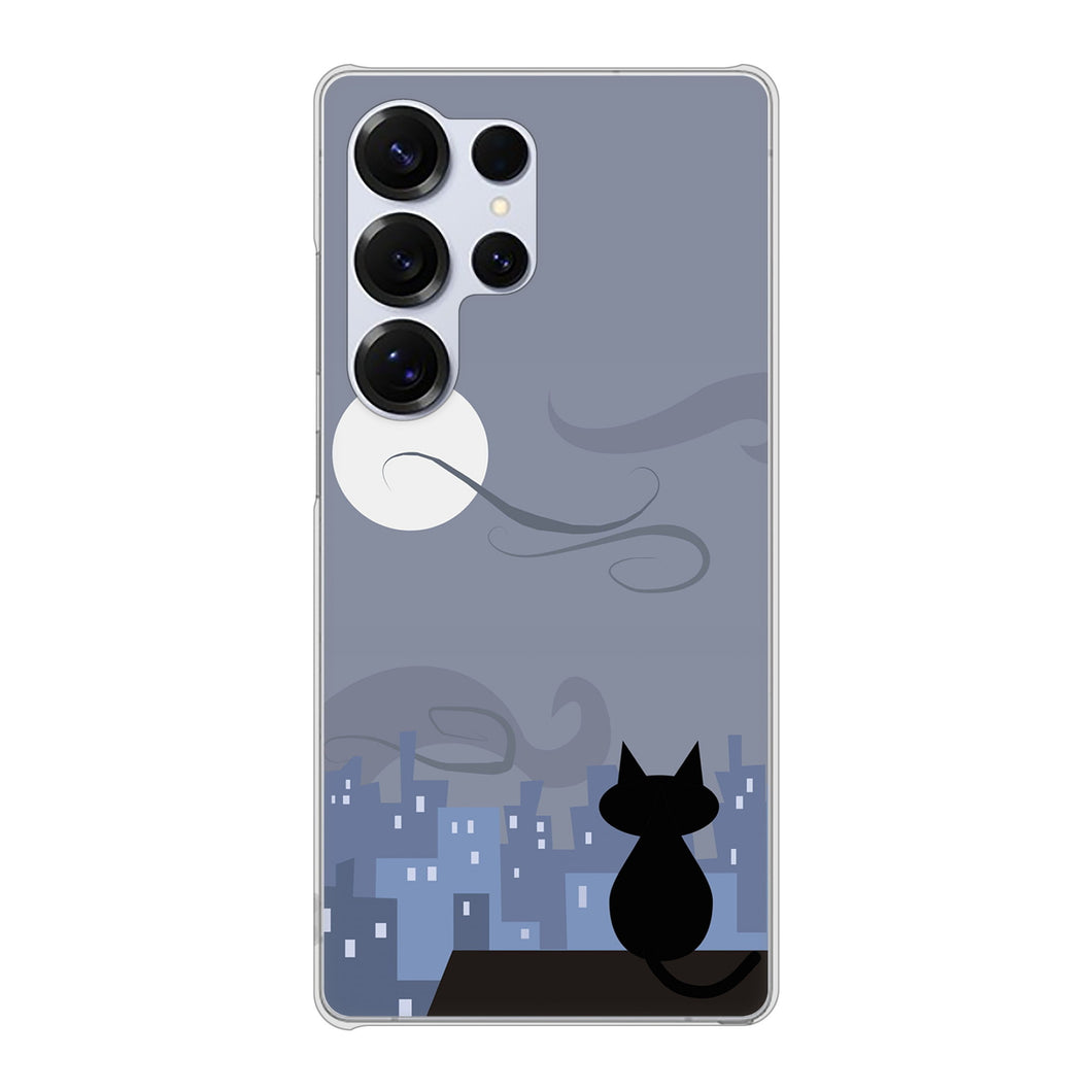 Galaxy S25 Ultra SCG32 au 高画質仕上げ 背面印刷 ハードケース夜とネコ