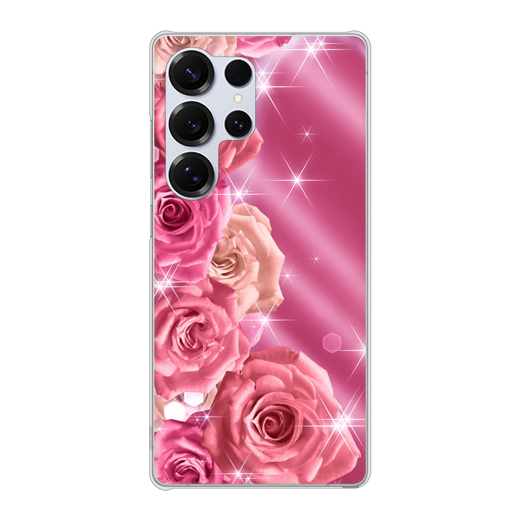 Galaxy S25 Ultra SCG32 au 高画質仕上げ 背面印刷 ハードケース 【1182 ピンクの薔薇に誘われて】