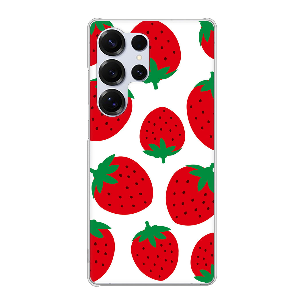 Galaxy S25 Ultra SCG32 au 高画質仕上げ 背面印刷 ハードケース大きいイチゴ模様