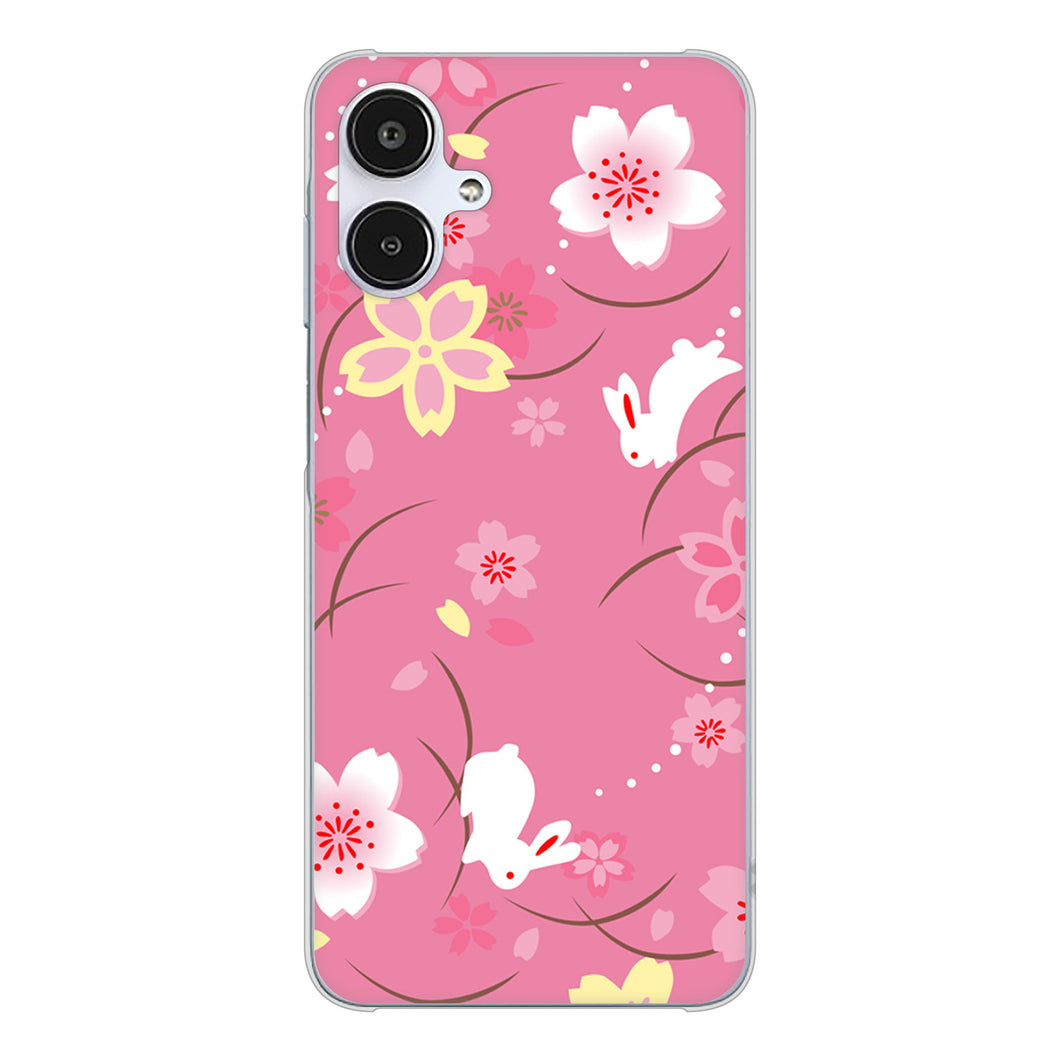 Galaxy A25 5G SCG33 au 高画質仕上げ 背面印刷 ハードケース 【149 桜と白うさぎ】
