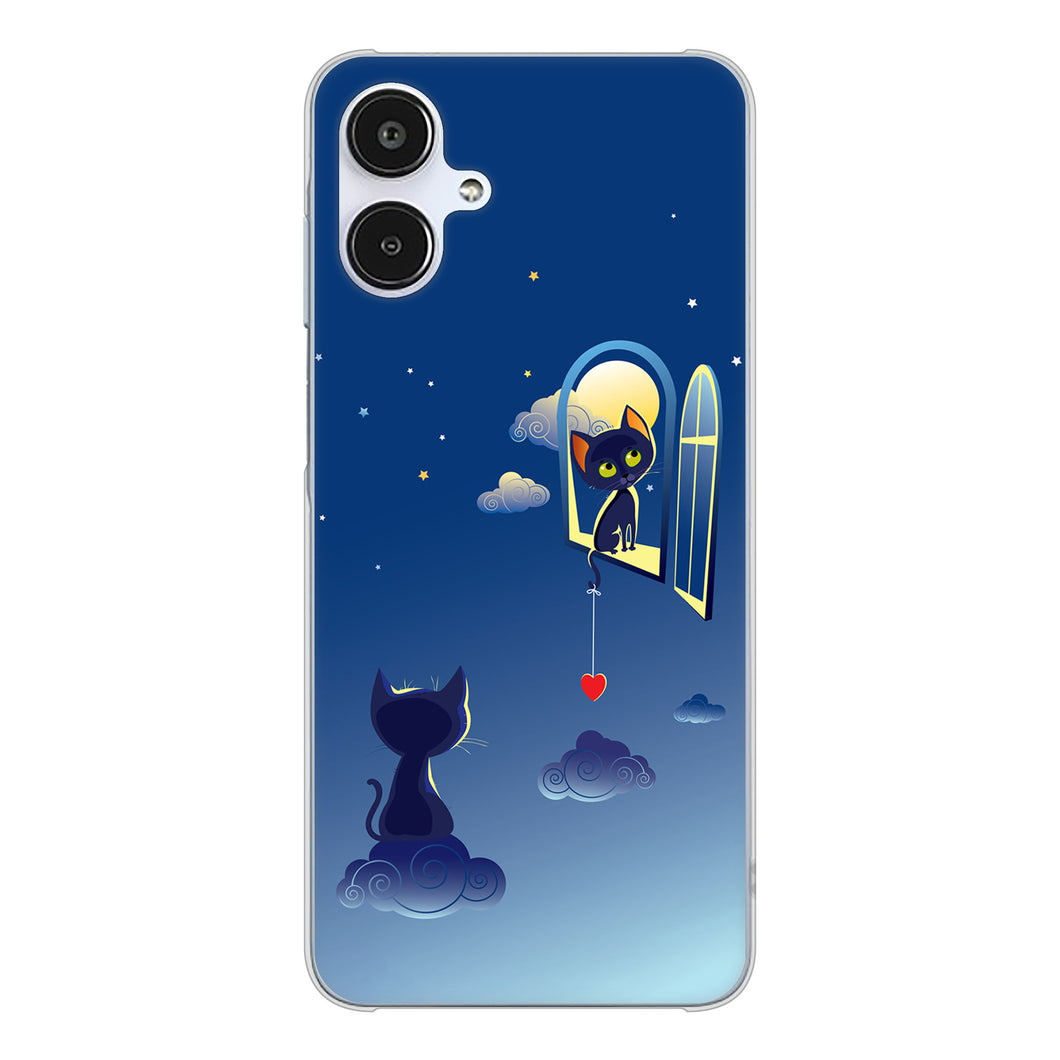 Galaxy A25 5G SCG33 au 高画質仕上げ 背面印刷 ハードケース夜とネコ