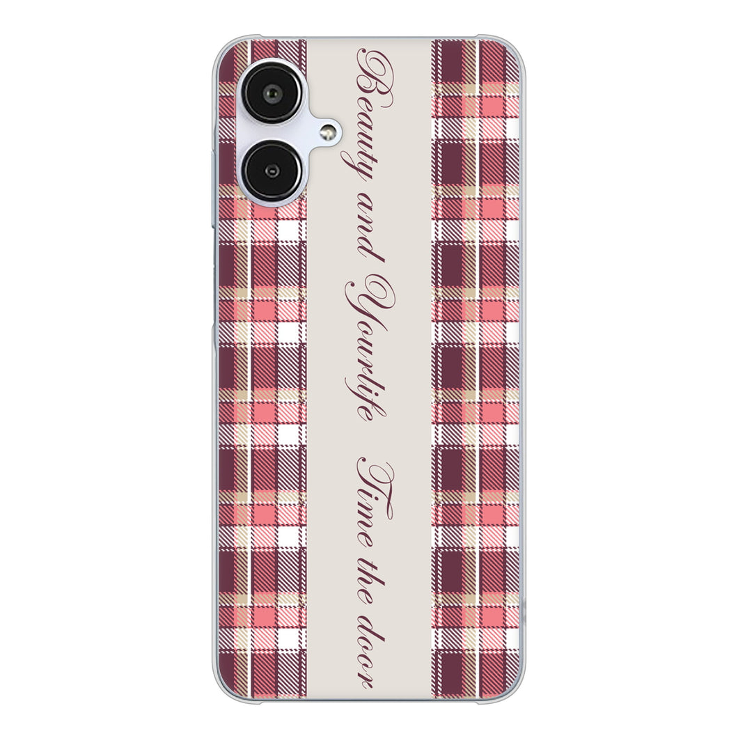 Galaxy A25 5G SCG33 au 高画質仕上げ 背面印刷 ハードケースピンクチェック