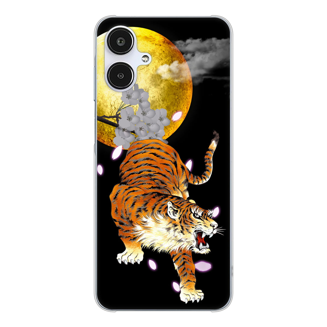 Galaxy A25 5G SCG33 au 高画質仕上げ 背面印刷 ハードケース月とタイガー