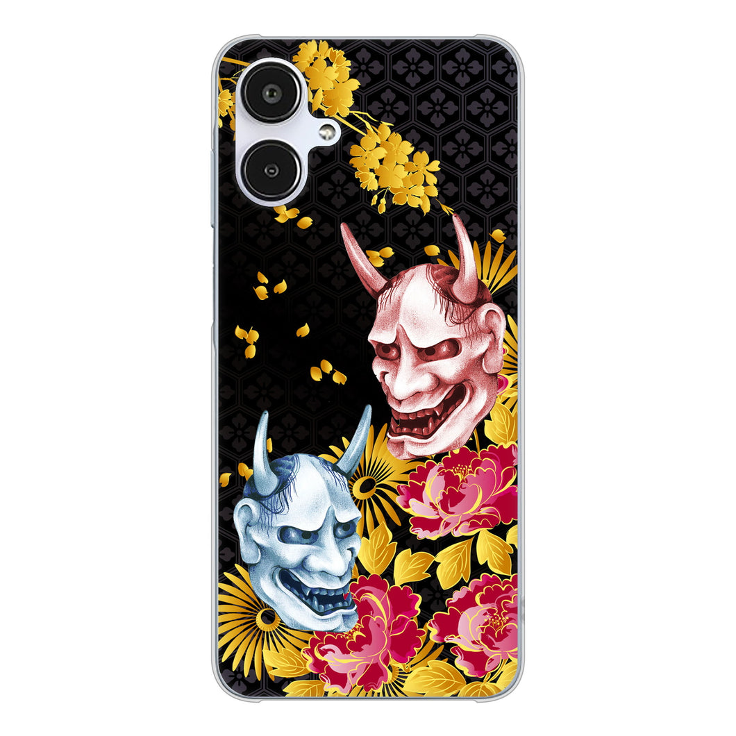 Galaxy A25 5G SCG33 au 高画質仕上げ 背面印刷 ハードケース 【1024 般若と牡丹2】