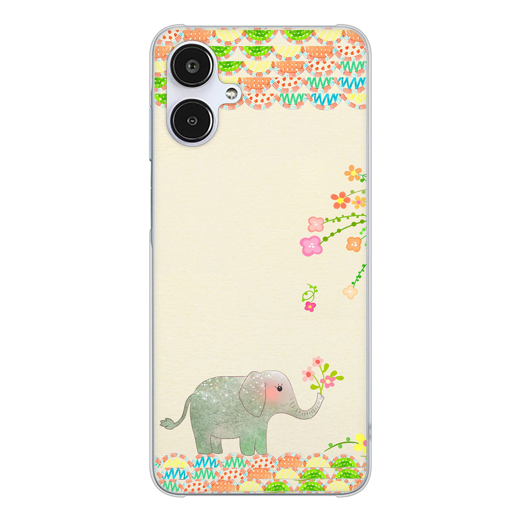 Galaxy A25 5G SCG33 au 高画質仕上げ 背面印刷 ハードケース 【1039 お散歩ゾウさん】