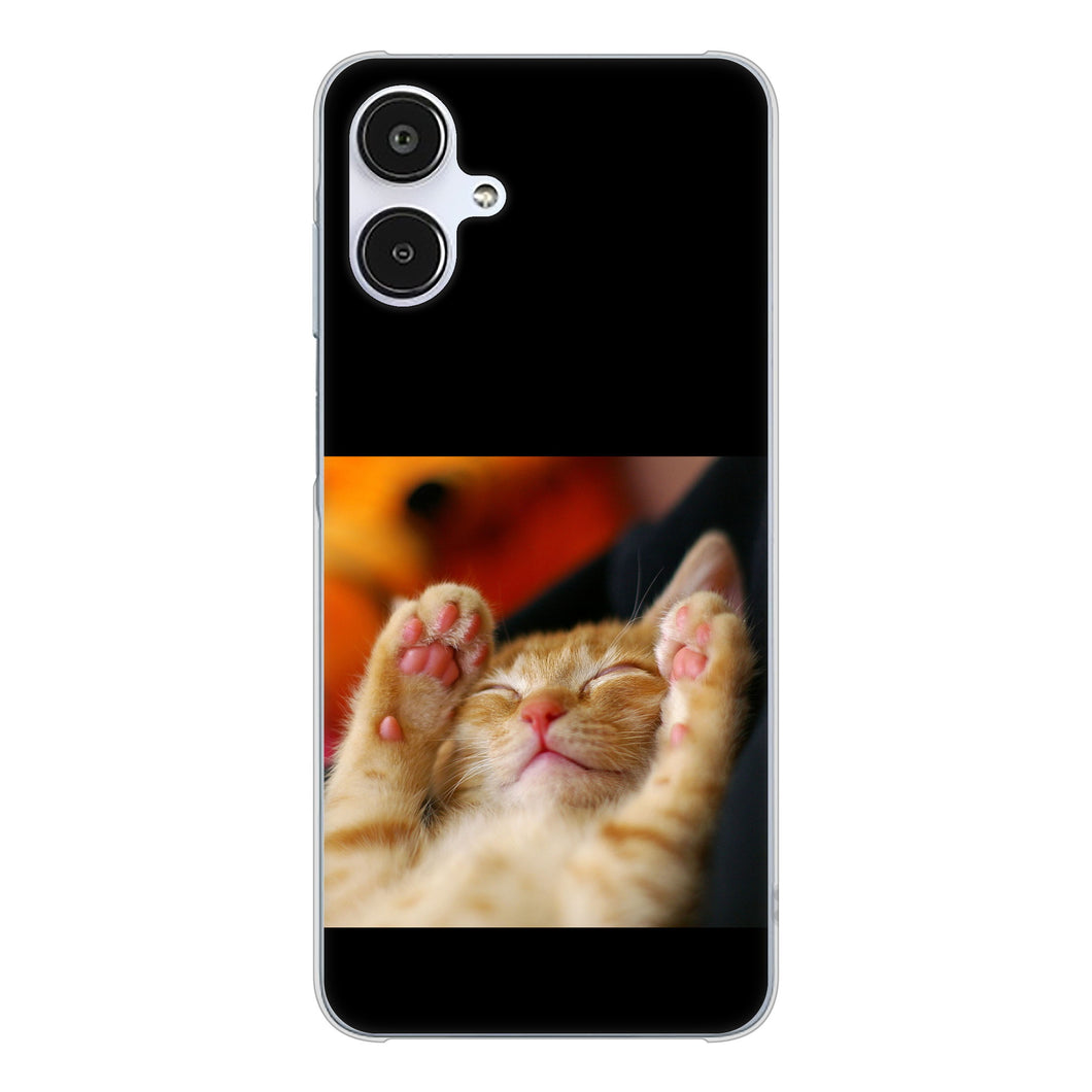 Galaxy A25 5G SCG33 au 高画質仕上げ 背面印刷 ハードケース 【VA804 爆睡するネコ】