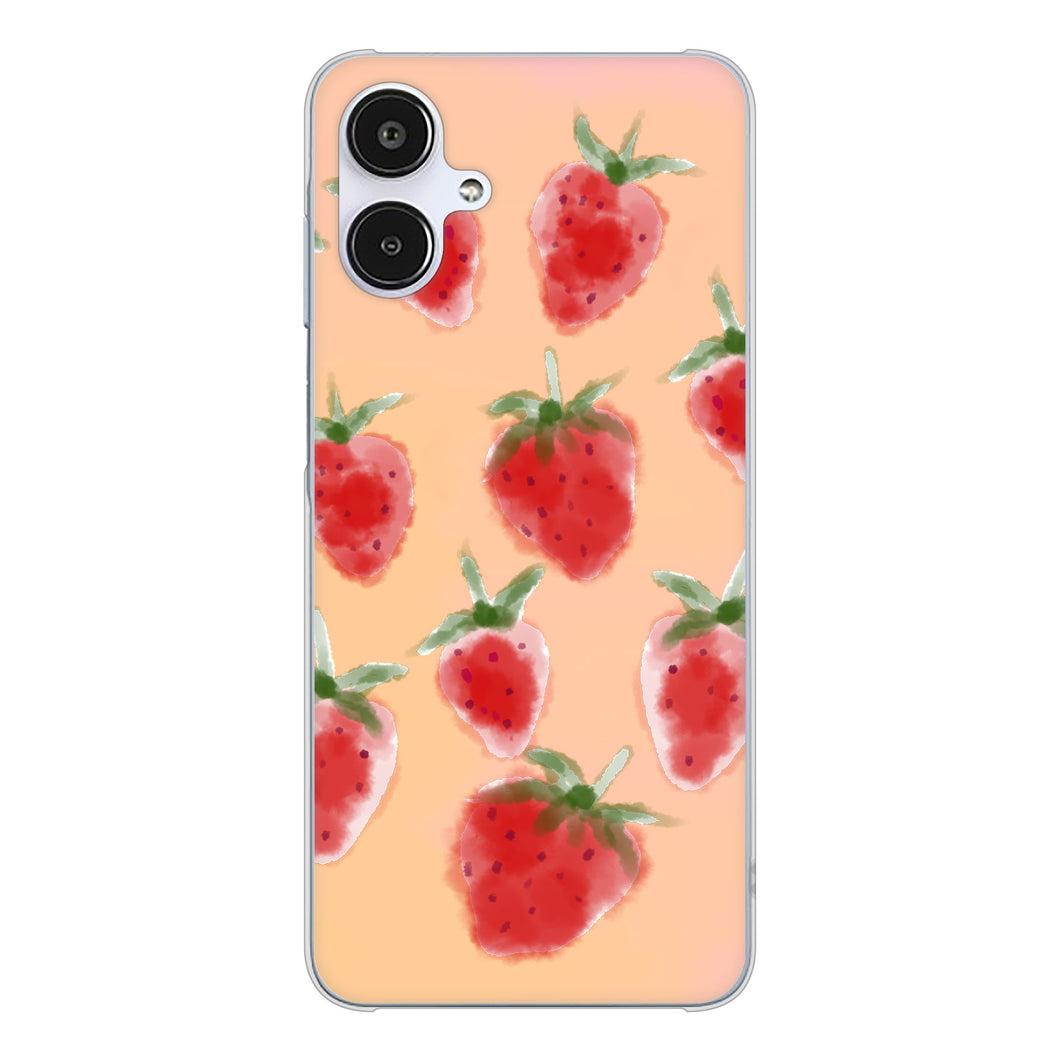 Galaxy A25 5G SCG33 au 高画質仕上げ 背面印刷 ハードケースイチゴ 水彩