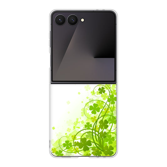 Galaxy Z Flip7 SCG35 au 高画質仕上げ 背面印刷 ハードケース 【565 四葉のクローバー】