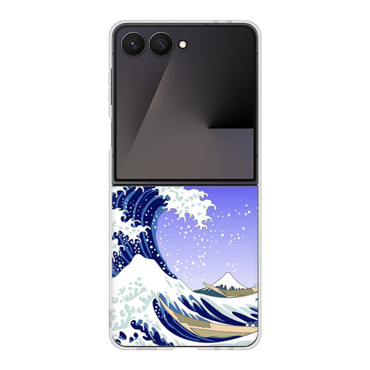 Galaxy Z Flip7 SCG35 au 高画質仕上げ 背面印刷 ハードケース 【625 波に富士】