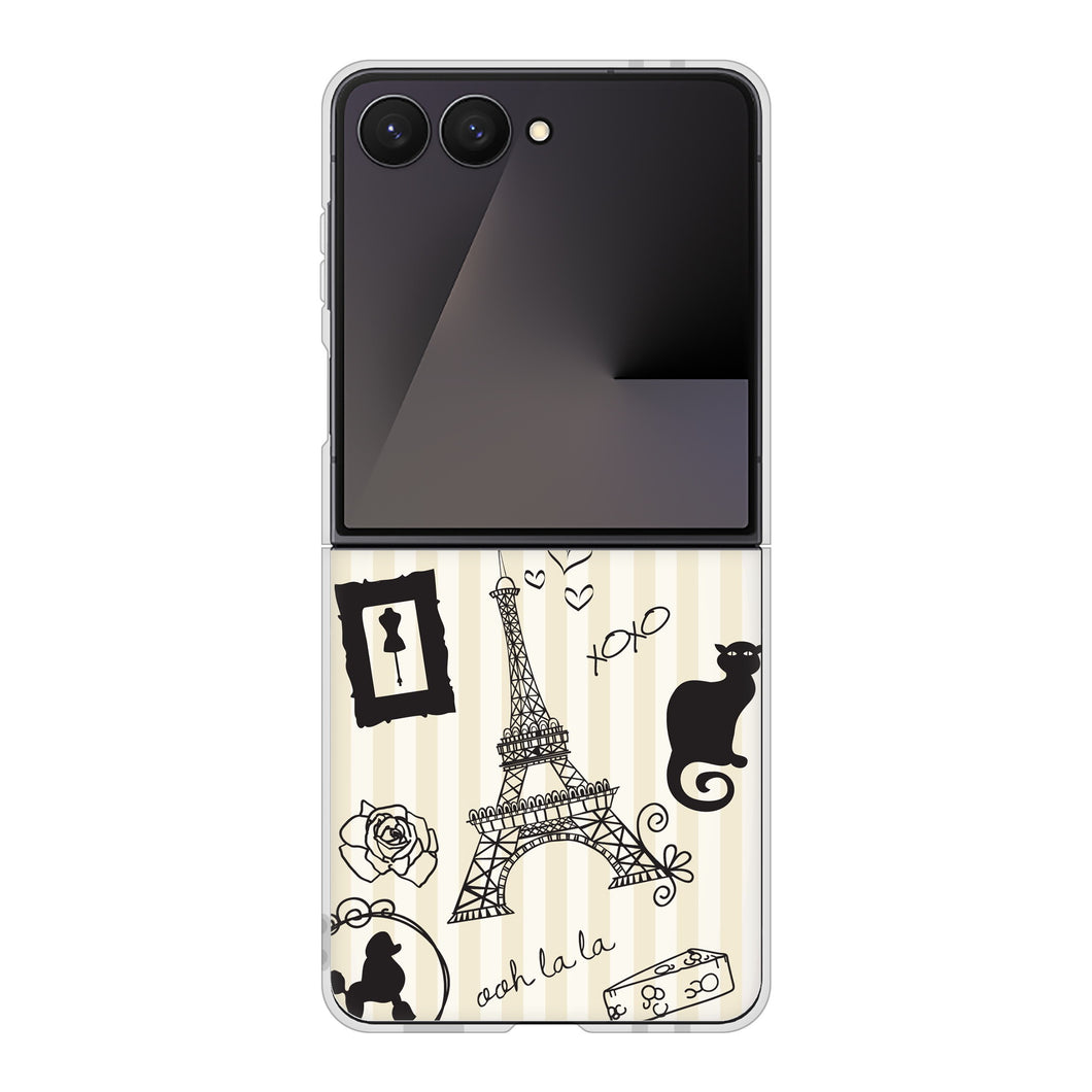 Galaxy Z Flip7 SCG35 au 高画質仕上げ 背面印刷 ハードケースLOVE フランス