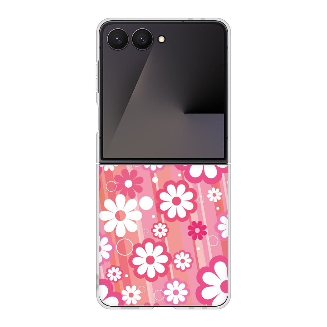 Galaxy Z Flip7 SCG35 au 高画質仕上げ 背面印刷 ハードケース 【751 マーガレット(ピンク系)】