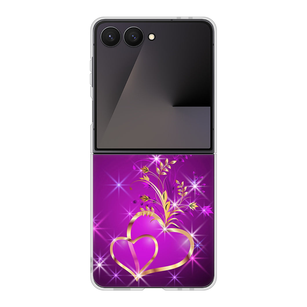 Galaxy Z Flip7 SCG35 au 高画質仕上げ 背面印刷 ハードケースきらめきハート