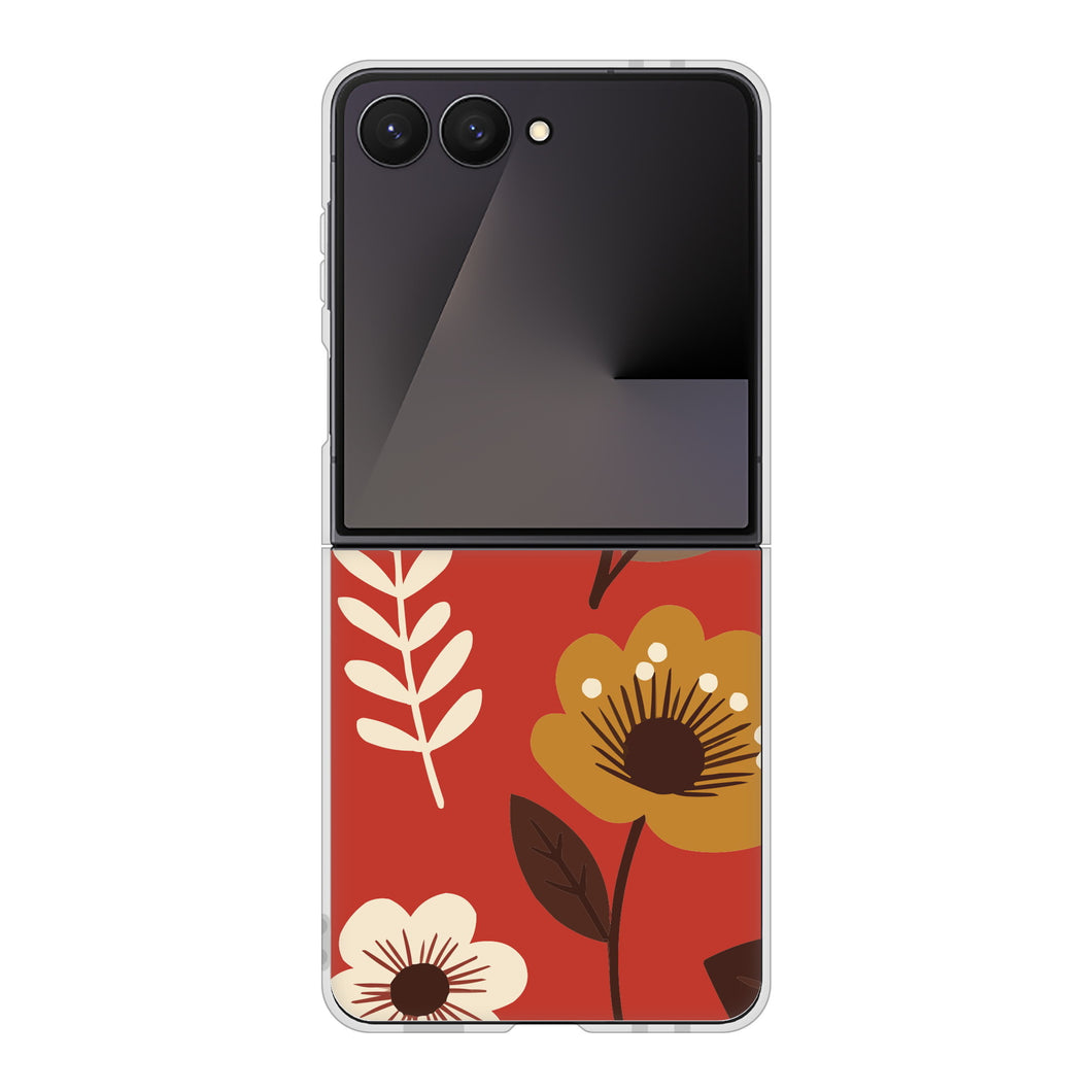 Galaxy Z Flip7 SCG35 au 高画質仕上げ 背面印刷 ハードケース北欧風花柄