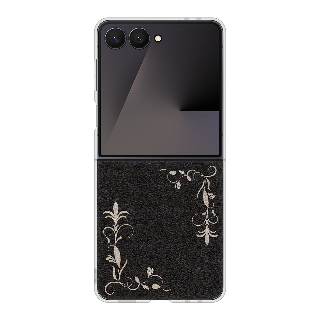 Galaxy Z Flip7 SCG35 au 高画質仕上げ 背面印刷 ハードケース 【EK825 レザー風グラスフレーム】