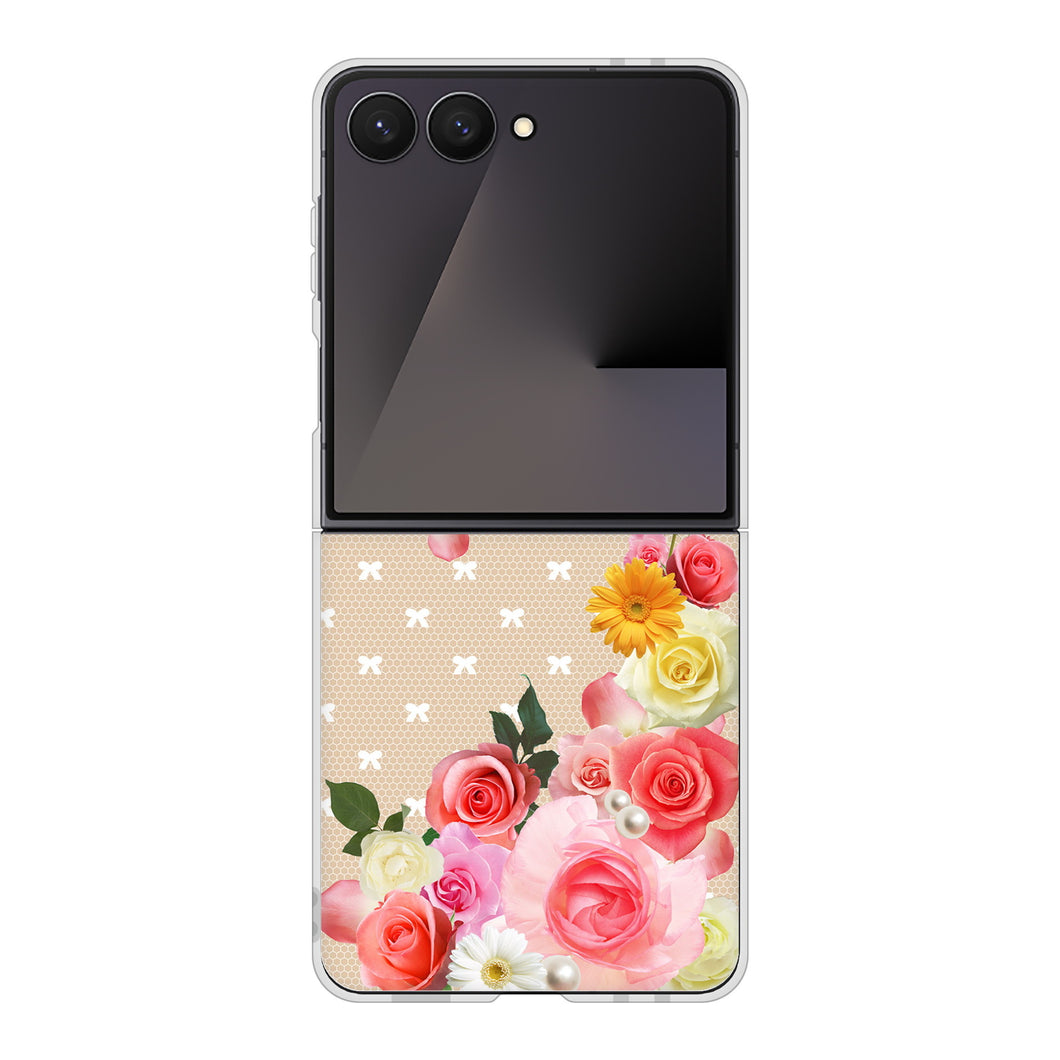 Galaxy Z Flip7 SCG35 au 高画質仕上げ 背面印刷 ハードケースロマンチックなバラ