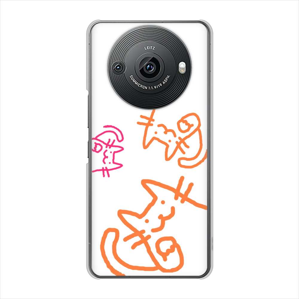 AQUOS R8 pro SH-51D docomo 高画質仕上げ 背面印刷 ハードケース 【1098 手まねきする3匹のネコ】