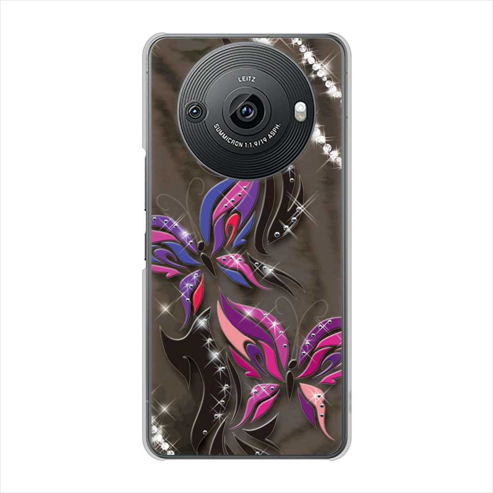 AQUOS R8 pro SH-51D docomo 高画質仕上げ 背面印刷 ハードケース 【1164 キラめくストーンと蝶】