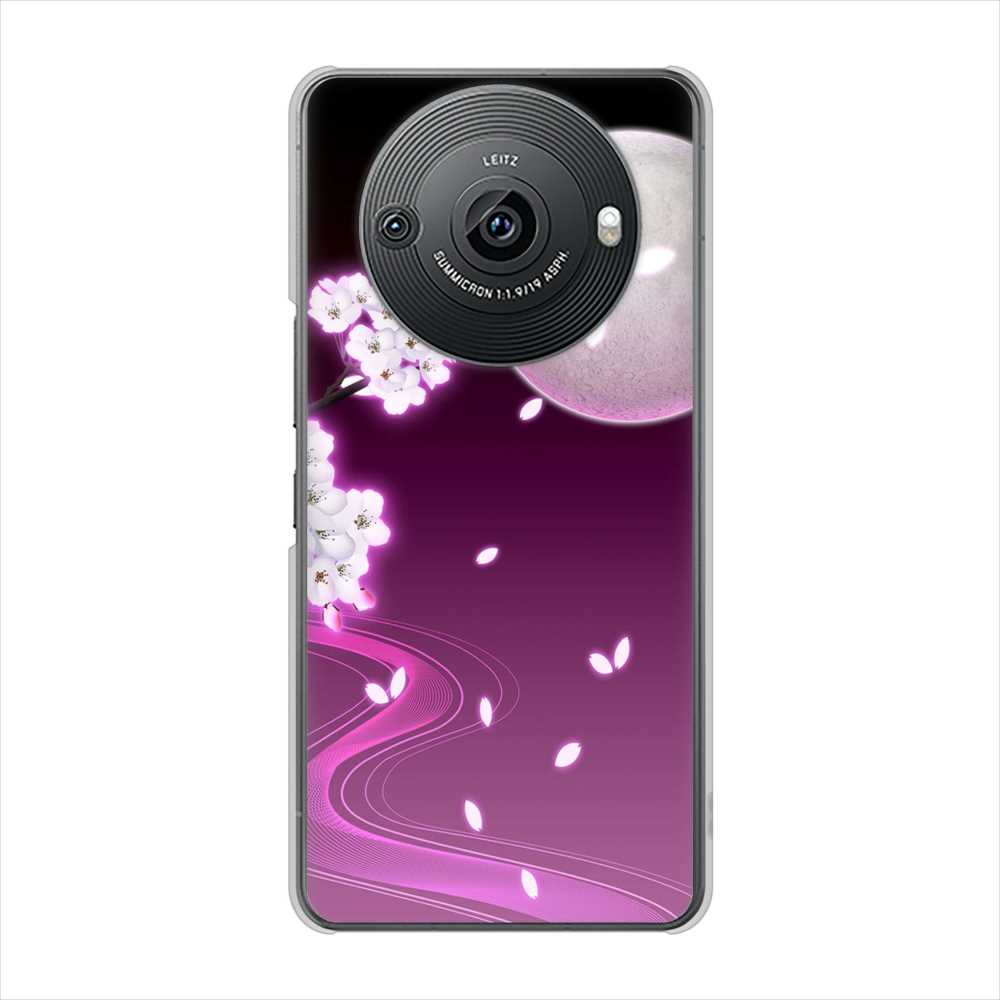 AQUOS R8 pro SH-51D docomo 高画質仕上げ 背面印刷 ハードケース 【1223 紫に染まる月と桜】