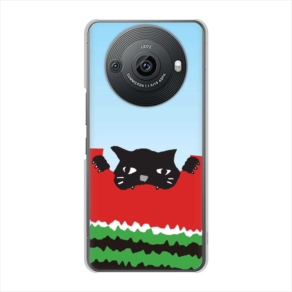 AQUOS R8 pro SH-51D docomo 高画質仕上げ 背面印刷 ハードケースすいかをかじるネコ