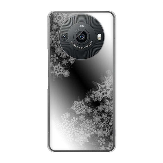 AQUOS R8 pro SH-51D docomo 高画質仕上げ 背面印刷 ハードケース 【YJ340 モノトーン 雪の結晶 】