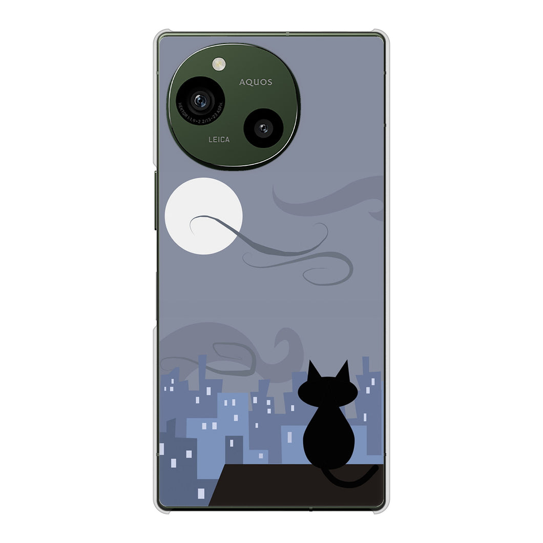 AQUOS R9 SH-51E docomo 高画質仕上げ 背面印刷 ハードケース夜とネコ