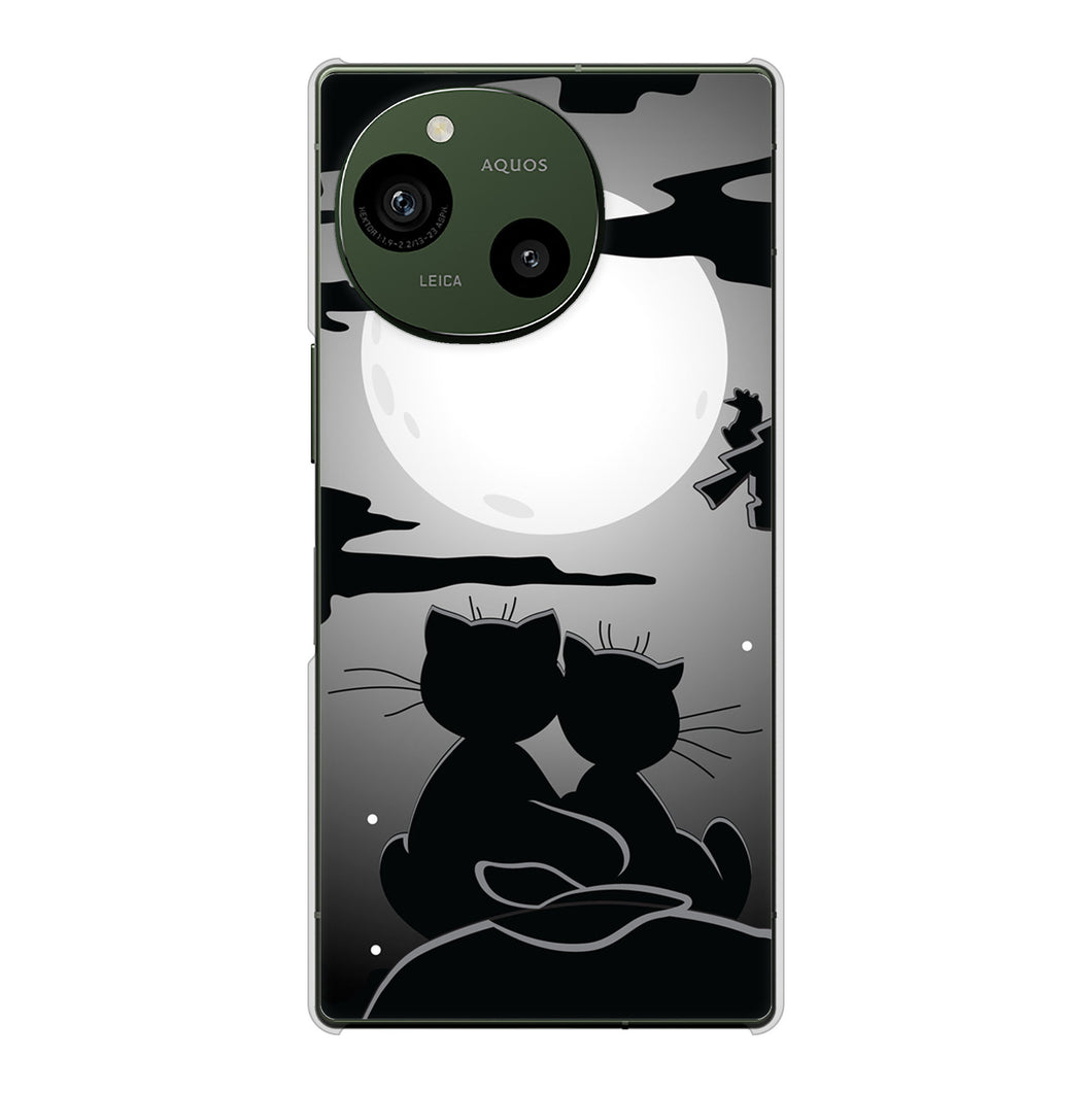 AQUOS R9 SH-51E docomo 高画質仕上げ 背面印刷 ハードケース夜とネコ