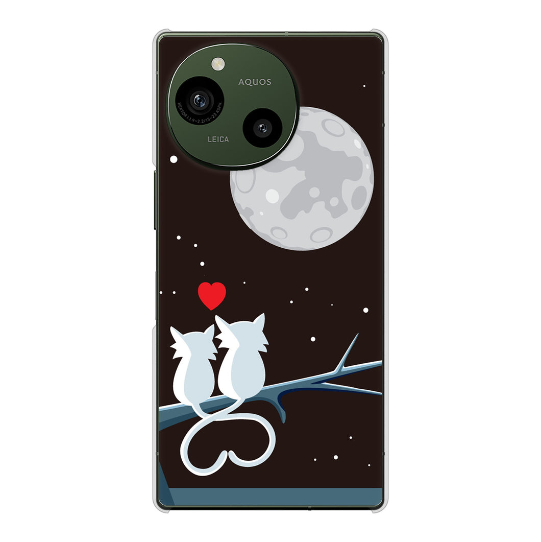 AQUOS R9 SH-51E docomo 高画質仕上げ 背面印刷 ハードケース夜とネコ